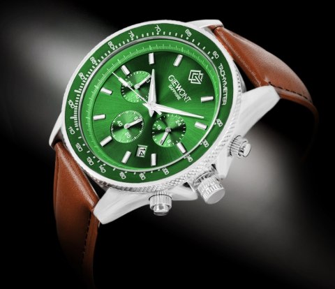 Giewont Zegarek Męski Giewont Chronograph Sapphire Brązowo Zielony GW3520-A6