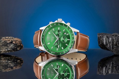Giewont Zegarek Męski Giewont Chronograph Sapphire Brązowo Zielony GW3520-A6