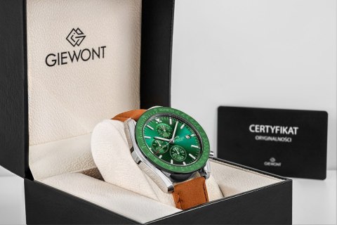Giewont Zegarek Męski Giewont Chronograph Sapphire Brązowo Zielony GW8720-A3