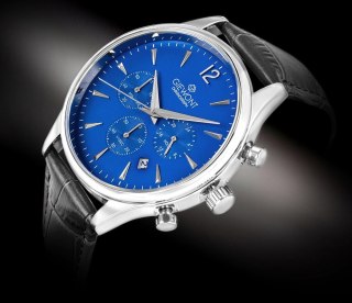 Giewont Zegarek Męski Giewont Chronograph Sapphire Czarno Niebieski GW6310-A3