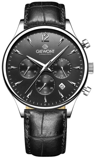 Giewont Zegarek Męski Giewont Chronograph Sapphire Czarno Srebrny GW6310-A2