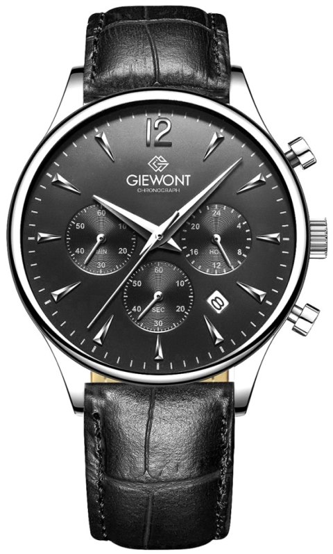 Giewont Zegarek Męski Giewont Chronograph Sapphire Czarno Srebrny GW6310-A2