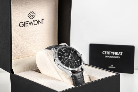Giewont Zegarek Męski Giewont Chronograph Sapphire Czarno Srebrny GW6310-A2