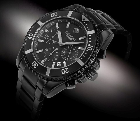Giewont Zegarek Męski Giewont Chronograph Sapphire Czarno Tytanowy GW3970-B1