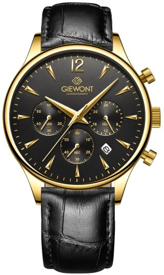Giewont Zegarek Męski Giewont Chronograph Sapphire Czarno Złoty GW6310-A4