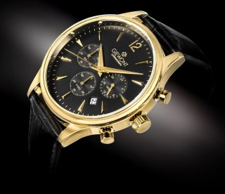 Giewont Zegarek Męski Giewont Chronograph Sapphire Czarno Złoty GW6310-A4