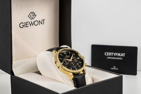 Giewont Zegarek Męski Giewont Chronograph Sapphire Czarno Złoty GW6310-A4