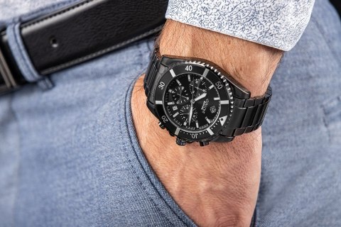 Giewont Zegarek Męski Giewont Chronograph Sapphire Czarny GW3970-B4