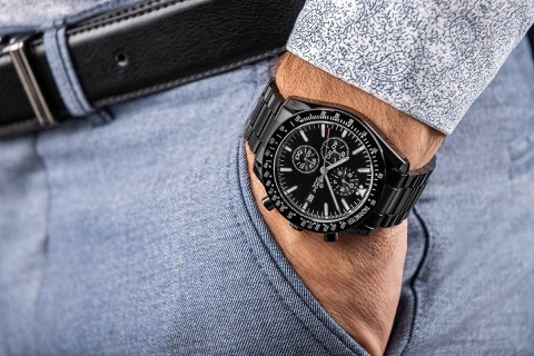Giewont Zegarek Męski Giewont Chronograph Sapphire Czarny GW8720-B1