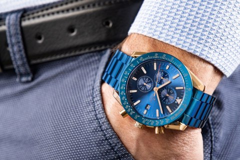 Giewont Zegarek Męski Giewont Chronograph Sapphire Niebiesko Miedziany GW8720-B5