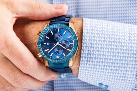 Giewont Zegarek Męski Giewont Chronograph Sapphire Niebiesko Miedziany GW8720-B5