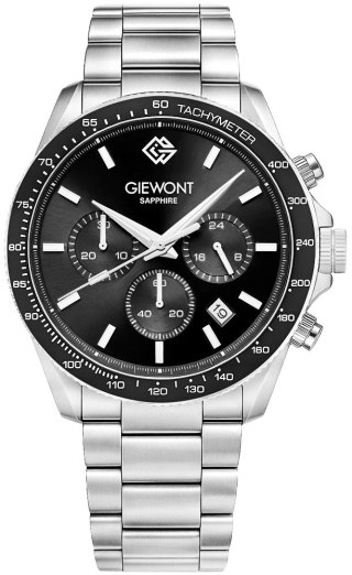 Giewont Zegarek Męski Giewont Chronograph Sapphire Srebrno Czarny GW3520-B2