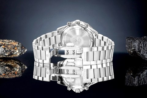 Giewont Zegarek Męski Giewont Chronograph Sapphire Srebrno Czarny GW3520-B2