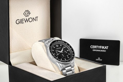 Giewont Zegarek Męski Giewont Chronograph Sapphire Srebrno Czarny GW3520-B2