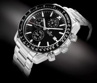 Giewont Zegarek Męski Giewont Chronograph Sapphire Srebrno Czarny GW8720-B2