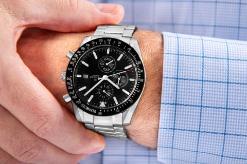 Giewont Zegarek Męski Giewont Chronograph Sapphire Srebrno Czarny GW8720-B2