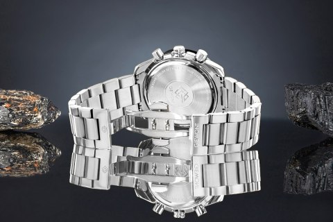 Giewont Zegarek Męski Giewont Chronograph Sapphire Srebrno Czarny GW8720-B2