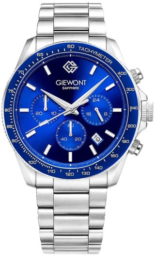 Giewont Zegarek Męski Giewont Chronograph Sapphire Srebrno Niebieski GW3520-B3