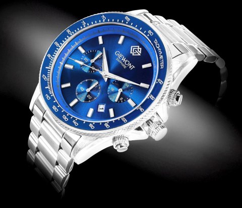 Giewont Zegarek Męski Giewont Chronograph Sapphire Srebrno Niebieski GW3520-B3