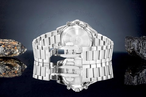 Giewont Zegarek Męski Giewont Chronograph Sapphire Srebrno Niebieski GW3520-B3