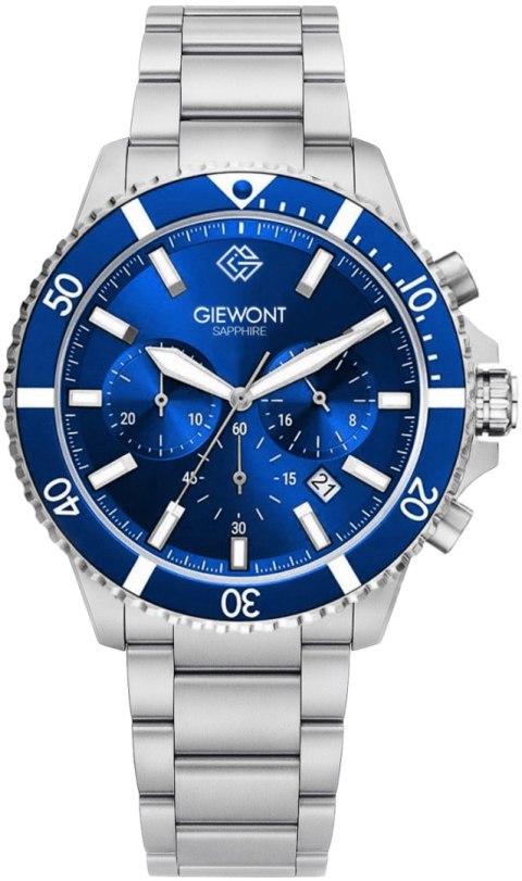 Giewont Zegarek Męski Giewont Chronograph Sapphire Srebrno Niebieski GW3970-B3