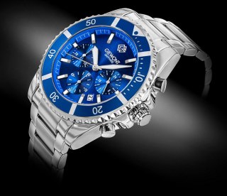 Giewont Zegarek Męski Giewont Chronograph Sapphire Srebrno Niebieski GW3970-B3