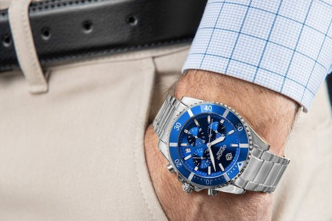 Giewont Zegarek Męski Giewont Chronograph Sapphire Srebrno Niebieski GW3970-B3