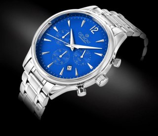 Giewont Zegarek Męski Giewont Chronograph Sapphire Srebrno Niebieski GW6310-B3