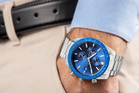 Giewont Zegarek Męski Giewont Chronograph Sapphire Srebrno Niebieski GW8720-B3