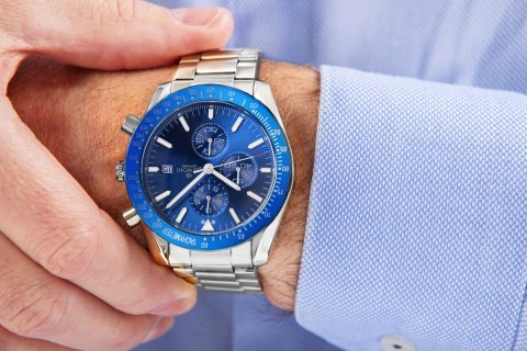 Giewont Zegarek Męski Giewont Chronograph Sapphire Srebrno Niebieski GW8720-B3