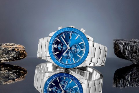 Giewont Zegarek Męski Giewont Chronograph Sapphire Srebrno Niebieski GW8720-B3