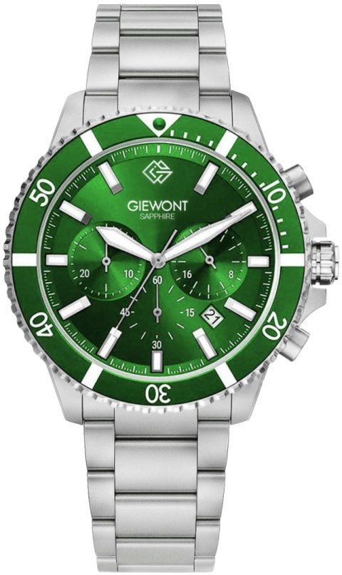 Giewont Zegarek Męski Giewont Chronograph Sapphire Srebrno Zielony GW3970-B8