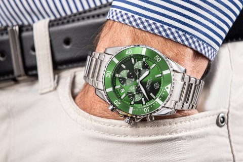 Giewont Zegarek Męski Giewont Chronograph Sapphire Srebrno Zielony GW3970-B8