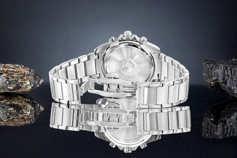 Giewont Zegarek Męski Giewont Chronograph Sapphire Srebrno Zielony GW3970-B8