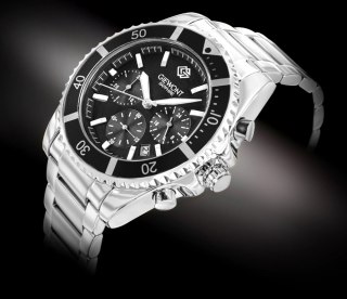 Giewont Zegarek Męski Giewont Chronograph Sapphire Srebrny GW3970-B2