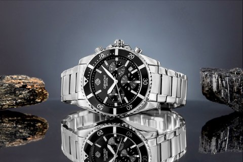 Giewont Zegarek Męski Giewont Chronograph Sapphire Srebrny GW3970-B2