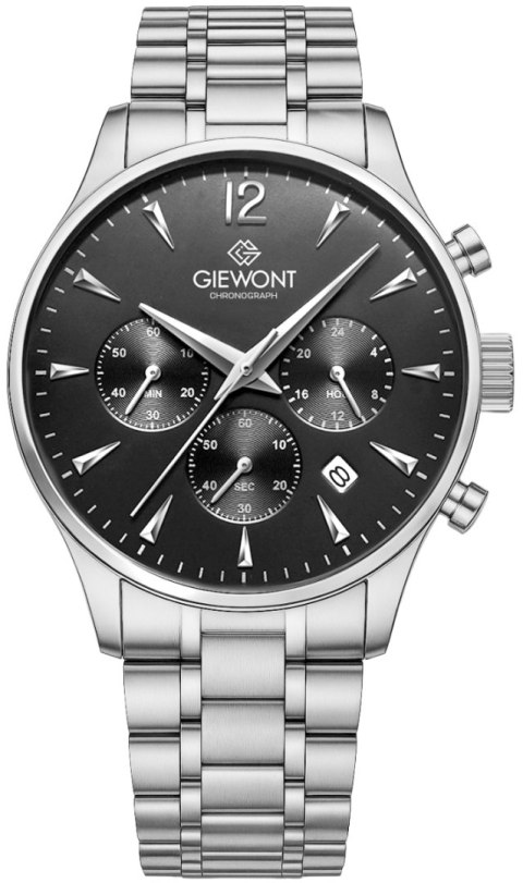 Giewont Zegarek Męski Giewont Chronograph Sapphire Srebrny GW6310-B2