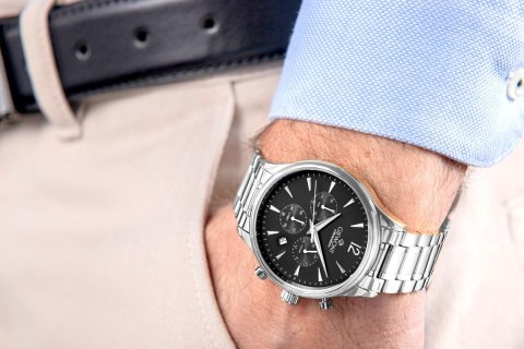 Giewont Zegarek Męski Giewont Chronograph Sapphire Srebrny GW6310-B2