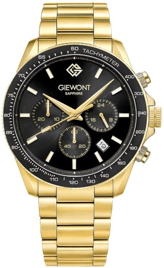Giewont Zegarek Męski Giewont Chronograph Sapphire Złoto Czarny GW3520-B4
