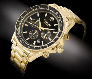 Giewont Zegarek Męski Giewont Chronograph Sapphire Złoto Czarny GW3520-B4