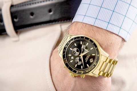 Giewont Zegarek Męski Giewont Chronograph Sapphire Złoto Czarny GW3520-B4