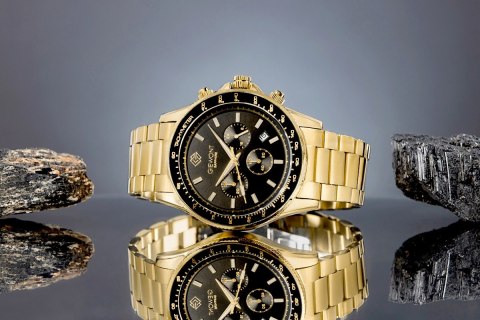 Giewont Zegarek Męski Giewont Chronograph Sapphire Złoto Czarny GW3520-B4