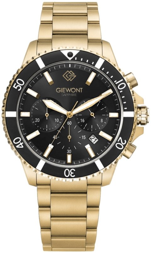 Giewont Zegarek Męski Giewont Chronograph Sapphire Złoto Czarny GW3970-B7