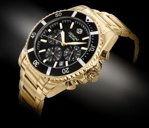 Giewont Zegarek Męski Giewont Chronograph Sapphire Złoto Czarny GW3970-B7