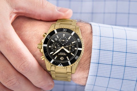 Giewont Zegarek Męski Giewont Chronograph Sapphire Złoto Czarny GW3970-B7