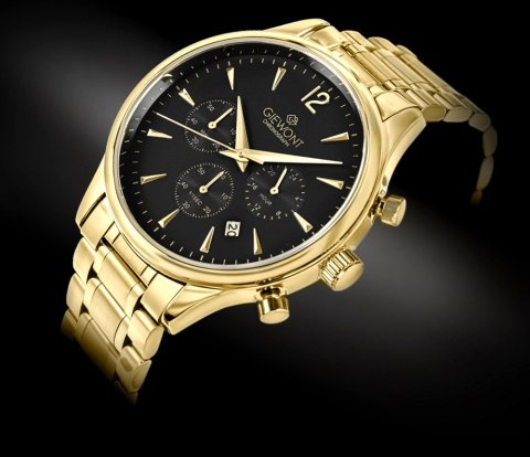 Giewont Zegarek Męski Giewont Chronograph Sapphire Złoto Czarny GW6310-B4