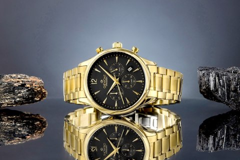 Giewont Zegarek Męski Giewont Chronograph Sapphire Złoto Czarny GW6310-B4