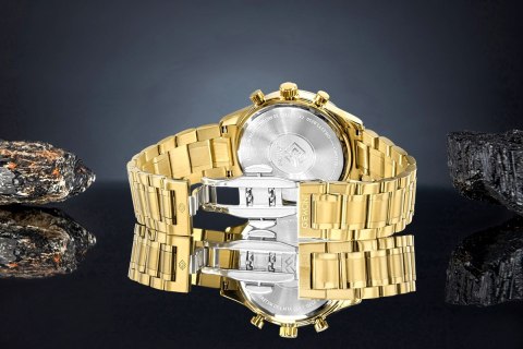 Giewont Zegarek Męski Giewont Chronograph Sapphire Złoto Czarny GW6310-B4