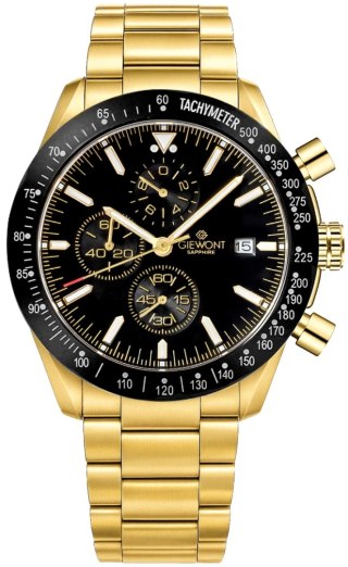 Giewont Zegarek Męski Giewont Chronograph Sapphire Złoto Czarny GW8720-B4