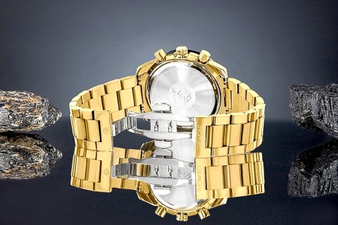 Giewont Zegarek Męski Giewont Chronograph Sapphire Złoto Czarny GW8720-B4